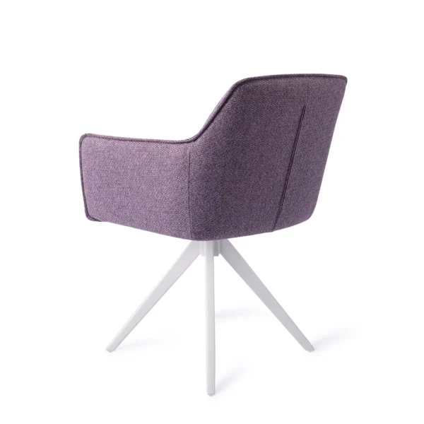 Set 2 scaune dining rotative din tesatura mov/alb Hofu - imagine 4