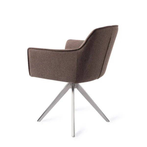 Set 2 scaune dining rotative din tesatura maro inchis/argintiu Hofu - imagine 4