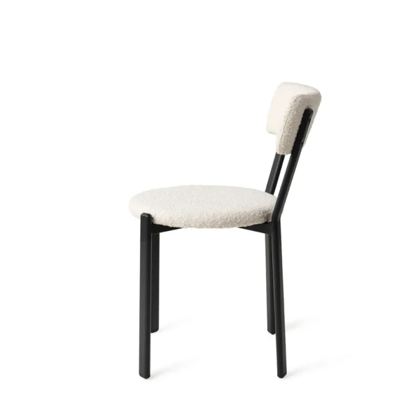 Scaun dining alb crem din tesatura boucle Obu - imagine 6