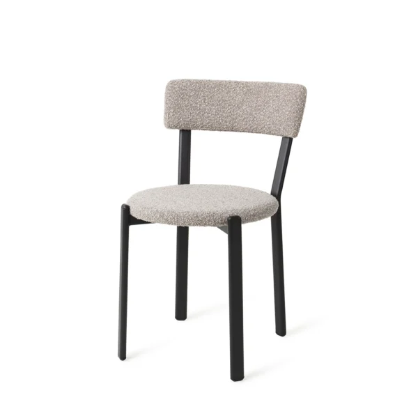 Scaun dining gri din tesatura boucle Obu - imagine 3