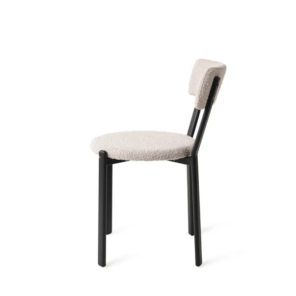Scaun dining roz pal din tesatura boucle Obu - imagine 4