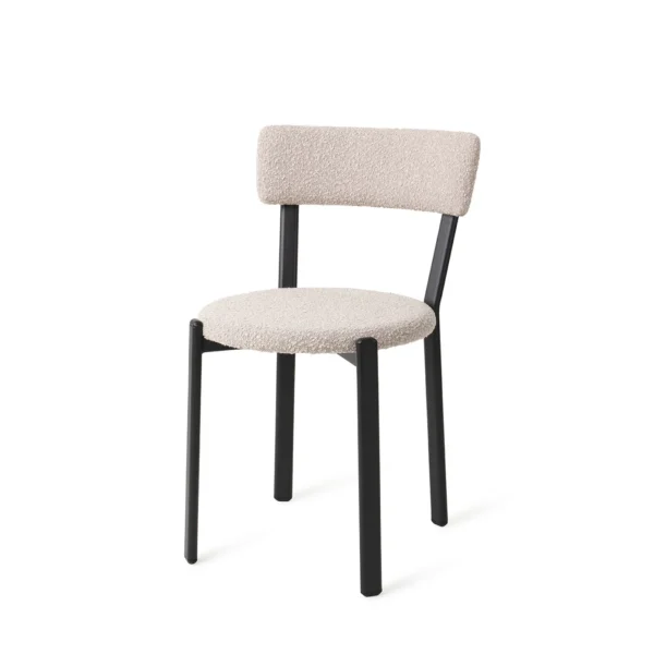 Scaun dining roz pal din tesatura boucle Obu - imagine 3
