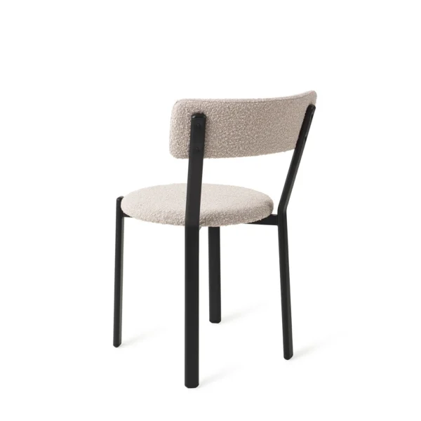 Scaun dining roz pal din tesatura boucle Obu - imagine 6