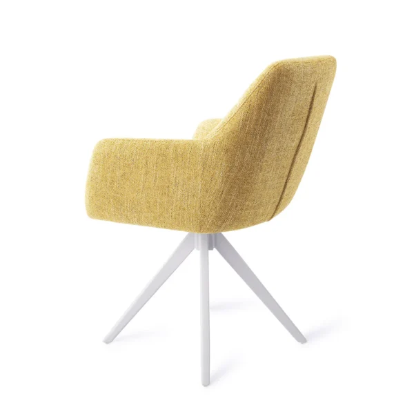 Set 2 scaune rotative dining din tesatura galben/alb Noto - imagine 4