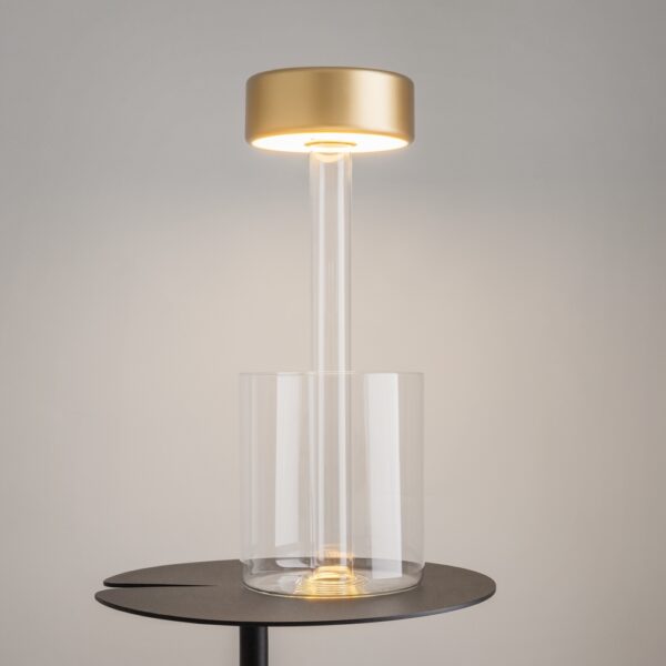Veioza aurie cu Led din metal si sticla AI Vase - imagine 3