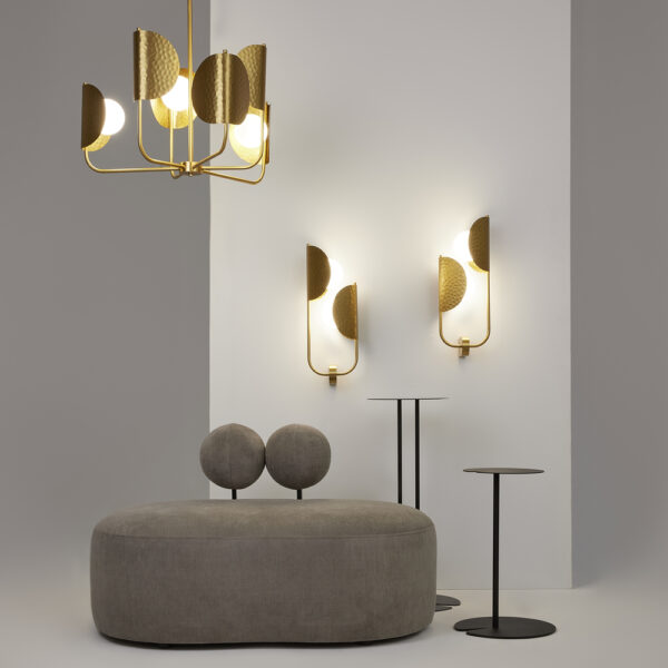 Aplica de perete aurie din metal si sticla cu 2 becuri Tropic W - imagine 2