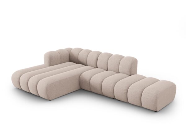 Coltar modular 3 piese bej inchis din tesatura chenille Lupine - imagine 3