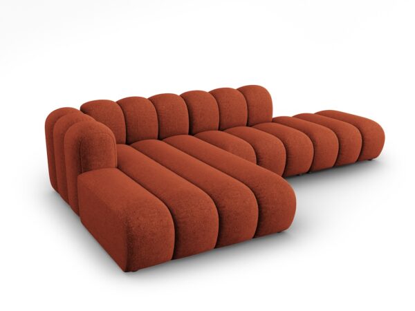 Coltar modular 3 piese caramiziu din tesatura chenille Lupine - imagine 4