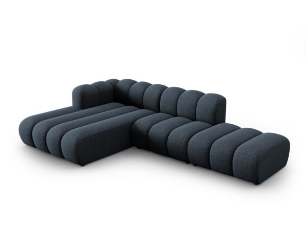 Coltar modular 3 piese albastru cerneala din tesatura chenille Lupine - imagine 3