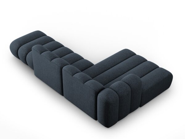 Coltar modular 3 piese albastru cerneala din tesatura chenille Lupine - imagine 5