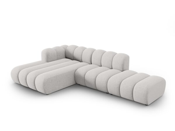 Coltar modular 3 piese gri deschis din tesatura chenille Lupine - imagine 3