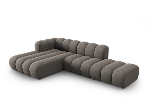 Coltar modular 3 piese grej din tesatura chenille Lupine - imagine 3