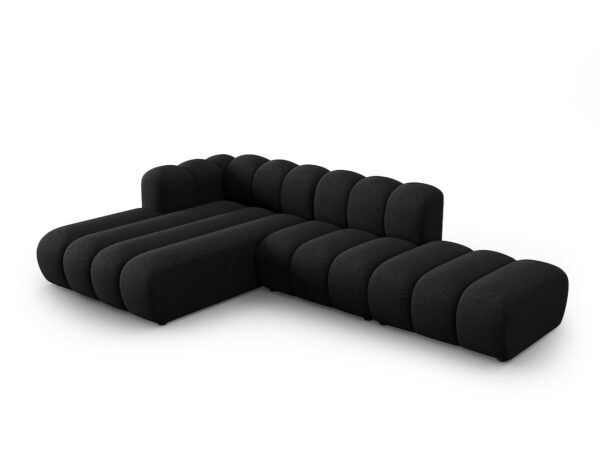 Coltar modular 3 piese negru din tesatura chenille Lupine - imagine 3