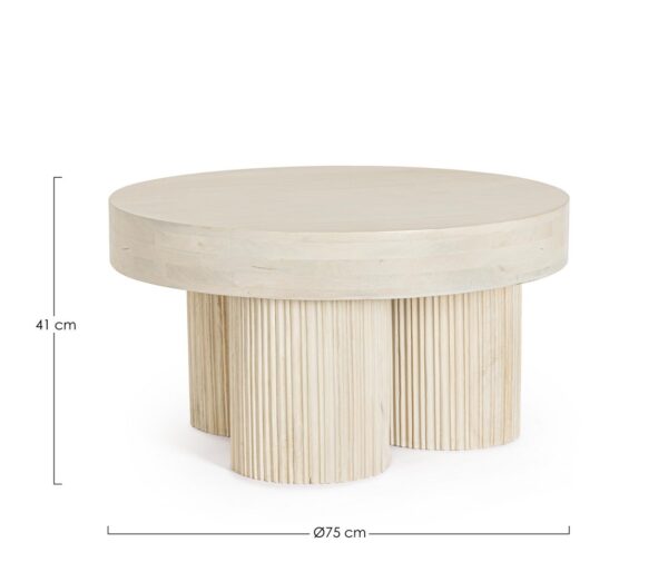 Masa de cafea rotunda alb natur din lemn Dacca - imagine 3