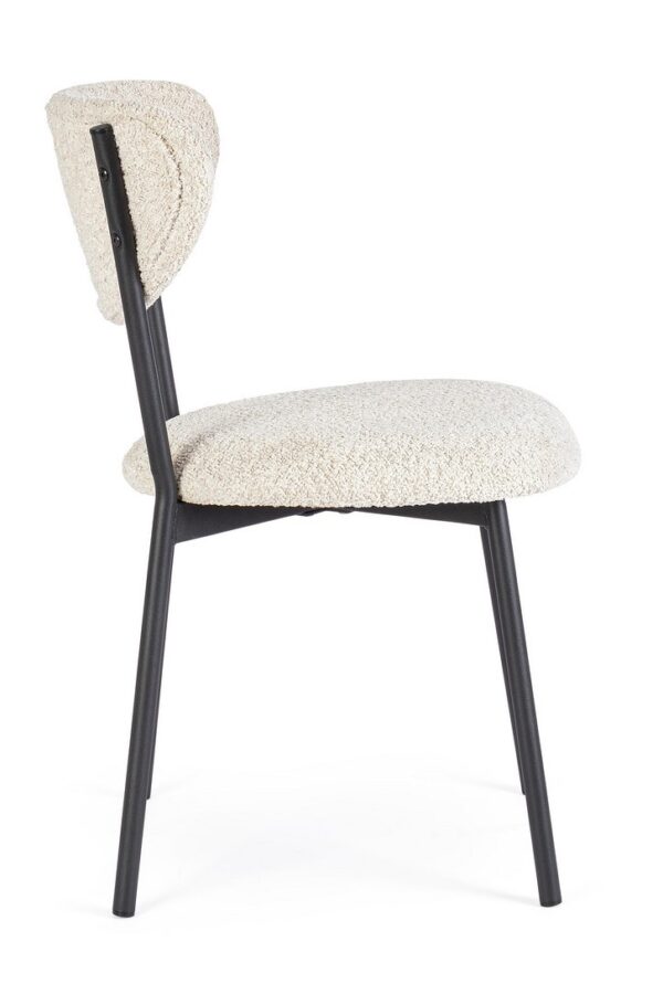 Set 2 scaune dining alb bej din tesatura boucle Ludmilla - imagine 4