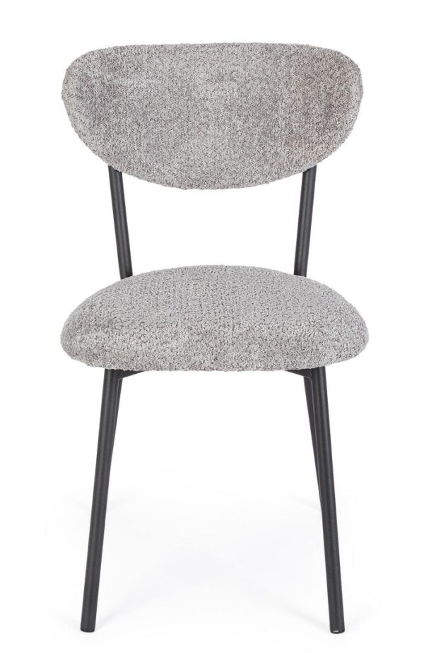 Set 2 scaune dining gri din tesatura boucle Ludmilla - imagine 3