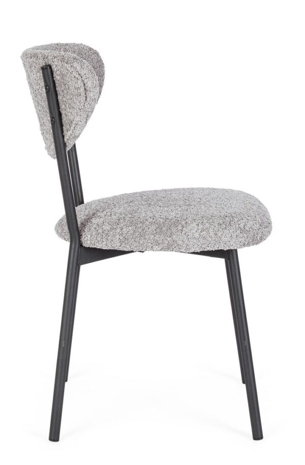 Set 2 scaune dining gri din tesatura boucle Ludmilla - imagine 4
