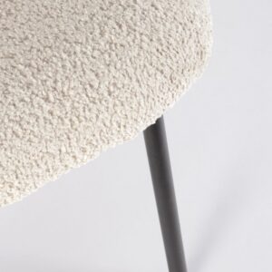 Set 2 scaune dining alb bej din tesatura boucle Ludmilla