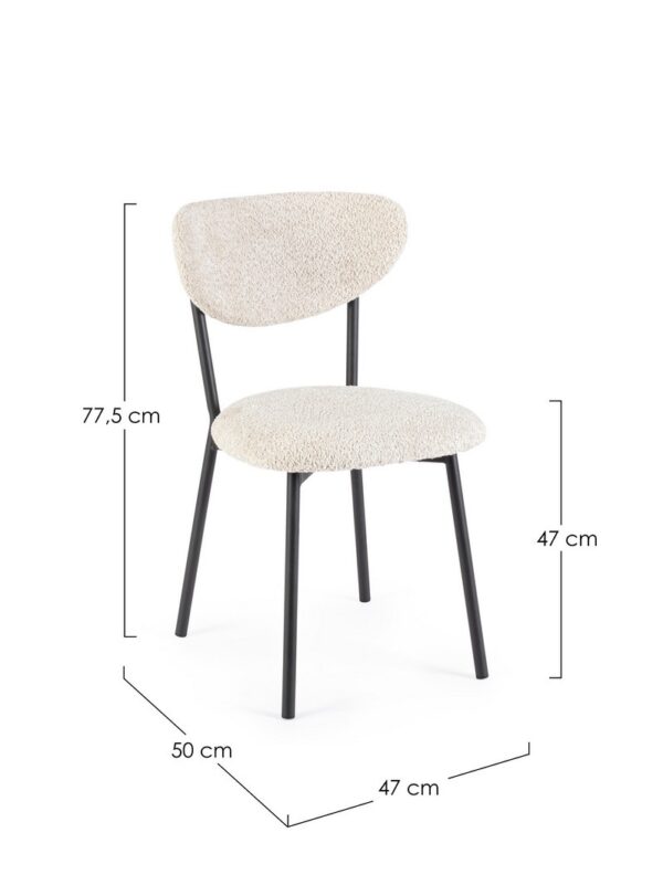 Set 2 scaune dining alb bej din tesatura boucle Ludmilla - imagine 8