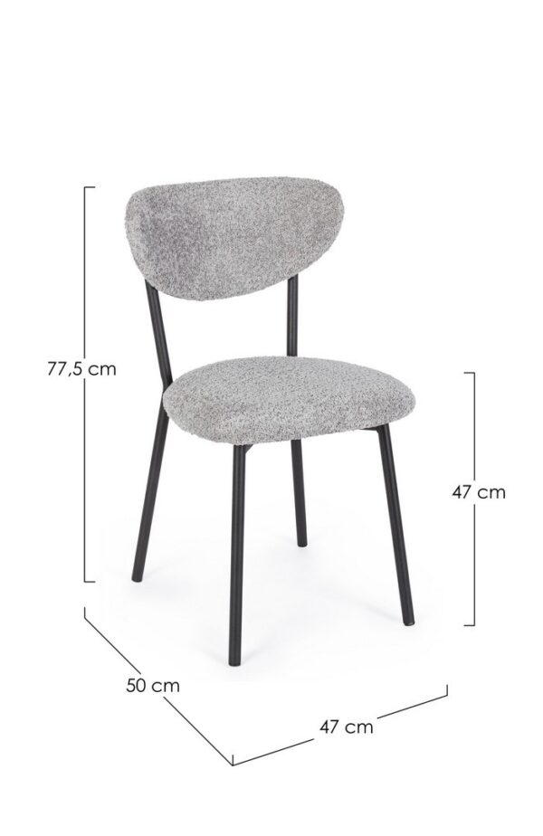 Set 2 scaune dining gri din tesatura boucle Ludmilla - imagine 2