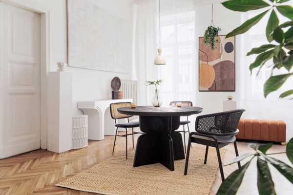 Masa dining rotunda neagra din MDF Ø120 Empire - imagine 4