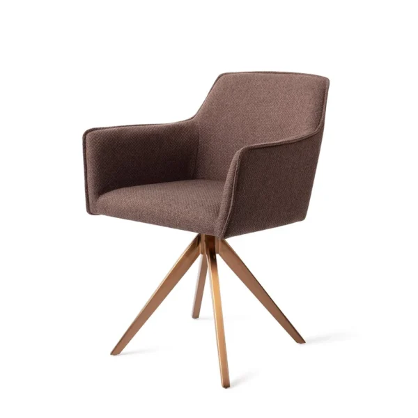 Set 2 scaune dining rotative din tesatura maro inchis/roze Hofu - imagine 2