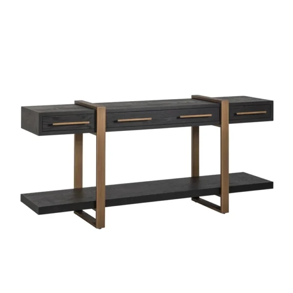 Consola neagra/aramie din lemn de stejar Cambon