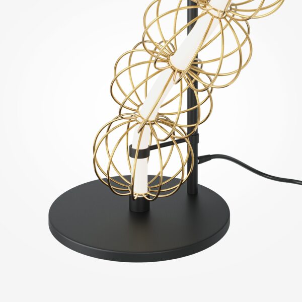 Lampadar auriu cu led din metal Double Golden Cage - imagine 6