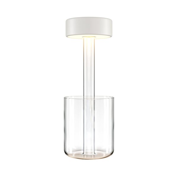 Veioza alba cu Led din metal si sticla AI Vase