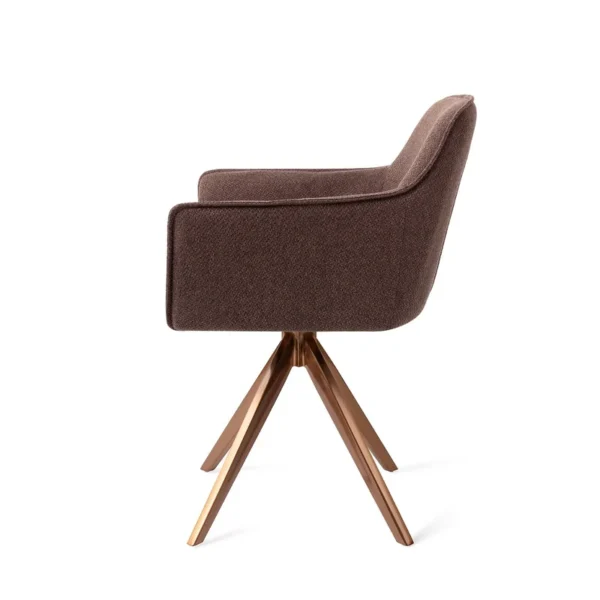 Set 2 scaune dining rotative din tesatura maro inchis/roze Hofu - imagine 3