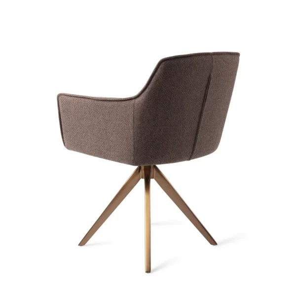 Set 2 scaune dining rotative din tesatura maro inchis/roze Hofu - imagine 4