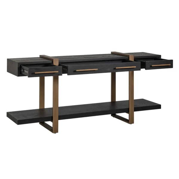 Consola neagra/aramie din lemn de stejar Cambon - imagine 5