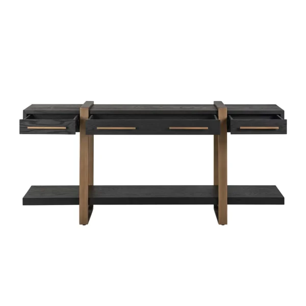 Consola neagra/aramie din lemn de stejar Cambon - imagine 4