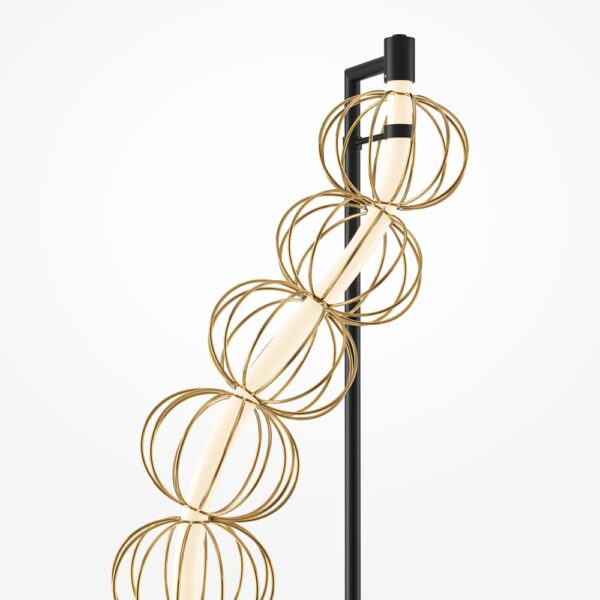 Lampadar auriu cu led din metal Double Golden Cage - imagine 4