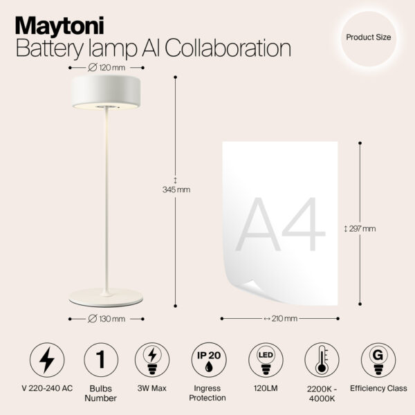Veioza alba cu Led din metal AI - imagine 7