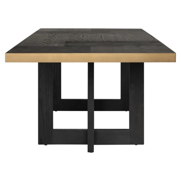Masa dining maro inchis/neagra din lemn de stejar Cambon - imagine 4