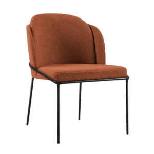 Scaun dining caramiziu/negru din tesatura boucle Polly