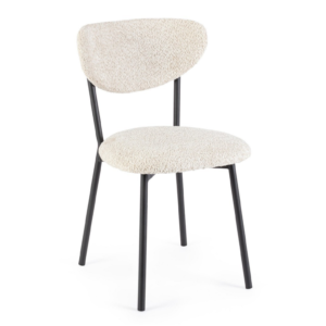 Set 2 scaune dining alb bej din tesatura boucle Ludmilla