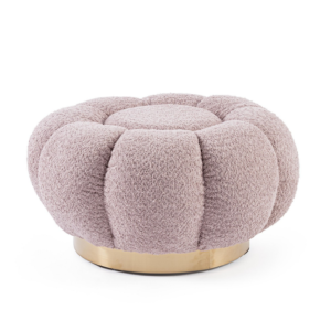 Taburet roz din tesatura boucle Florel Antique