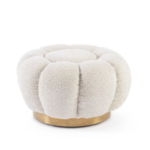 Taburet alb din tesatura boucle Florel Antique