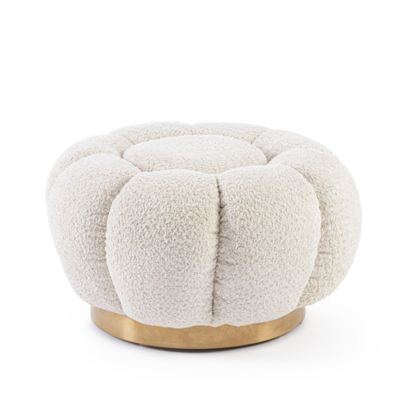 Taburet alb din tesatura boucle Florel Antique