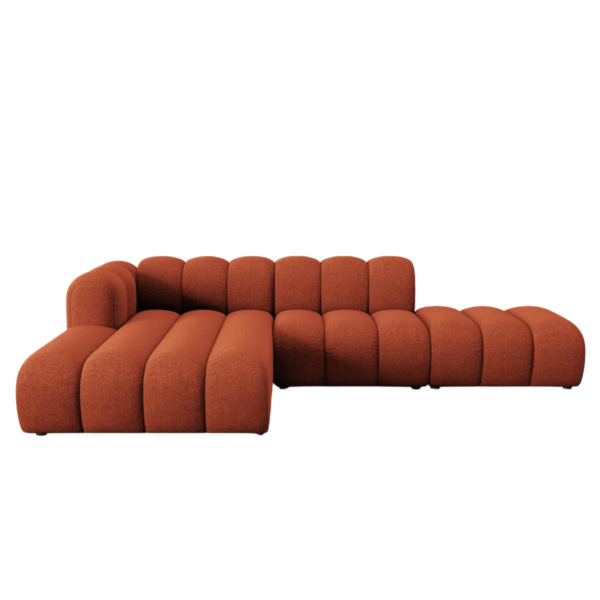 Coltar modular 3 piese caramiziu din tesatura chenille Lupine