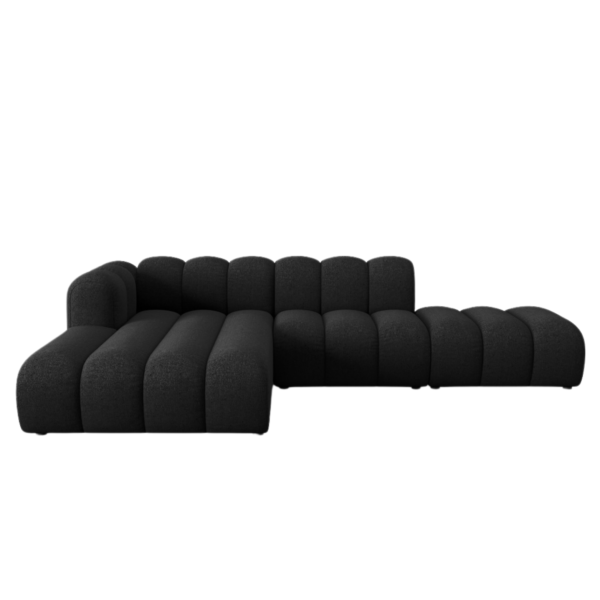 Coltar modular 3 piese negru din tesatura chenille Lupine