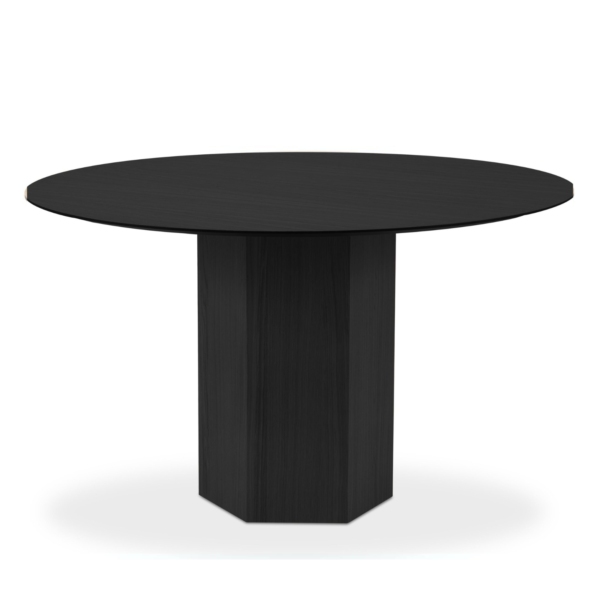 Masa dining rotunda neagra din lemn si MDF Ø120 Roger