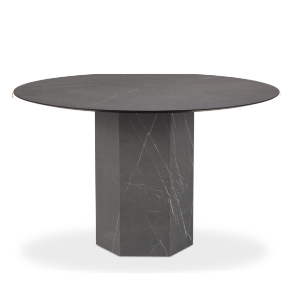 Masa dining rotunda gri din lemn si MDF Ø120 Roger