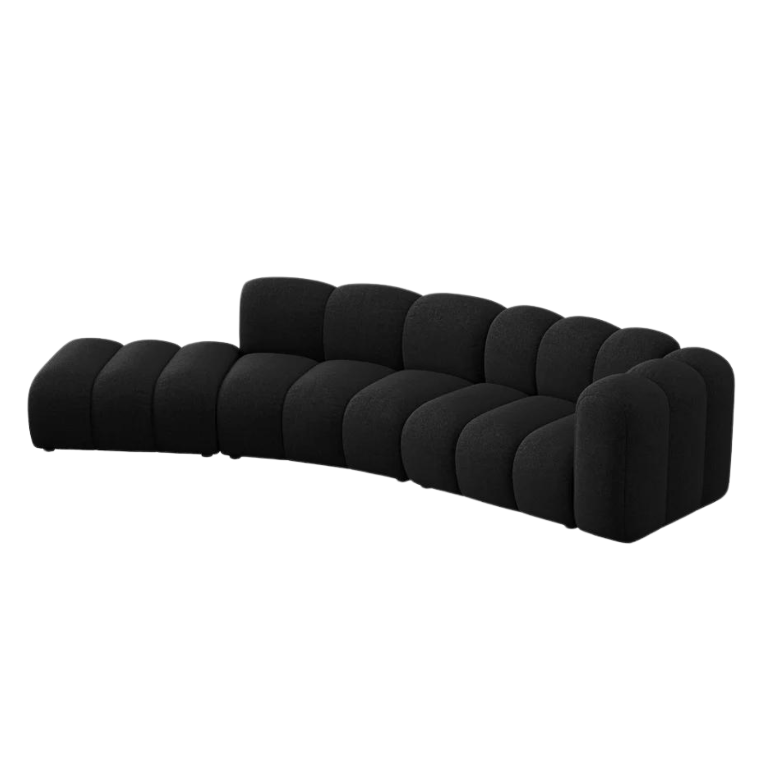Canapea modulara neagra din tesatura chenille Lupine