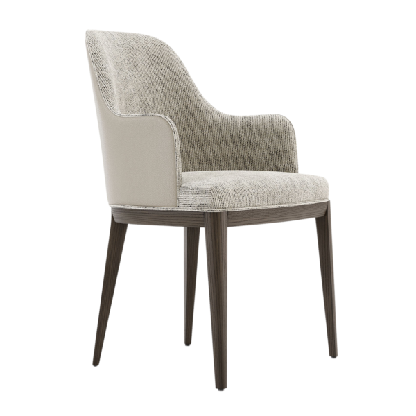 Scaun dining bej din tesatura si piele ecologica Anna