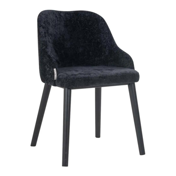 Scaun dining negru din tesatura chenille Twiggy