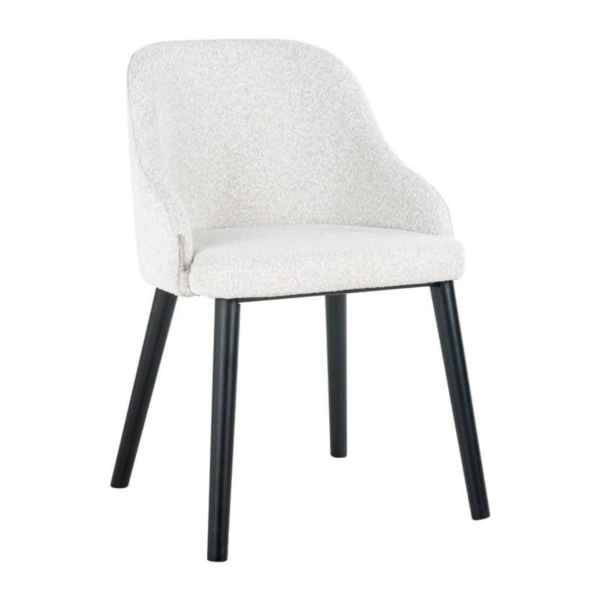 Scaun dining alb din tesatura boucle Twiggy