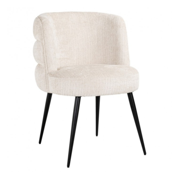 Scaun dining crem din tesatura chenille Stella